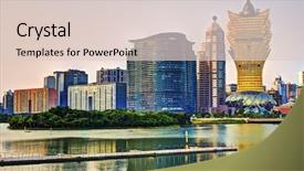  Presentation with casinos - Beautiful PPT theme featuring resorts and casinos at nam backdrop and a lemonade colored foreground