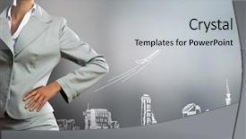  Presentation with research locale small business strategy - PPT theme having resource planning - body of businesswoman against business background and a  colored foreground