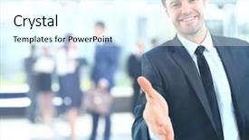  Presentation with respect - PPT layouts having respect trust - portrait of a successful businessman background and a cool aqua colored foreground