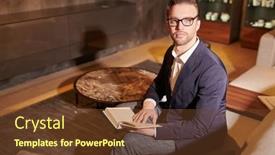  Presentation with classic book - Audience pleasing slides consisting of respectable-middle-aged-businessman backdrop and a tawny brown colored foreground