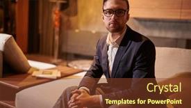  Presentation with apartments - PPT theme having respectable-middle-aged-businessman background and a tawny brown colored foreground