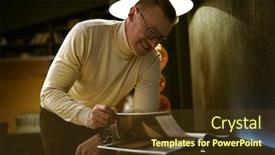  Presentation with aged - Presentation theme enhanced with respectable-middle-aged-man background and a tawny brown colored foreground