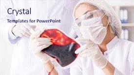  Presentation with hospital - PPT theme with respiration system - young female woman doctor background and a sky blue colored foreground