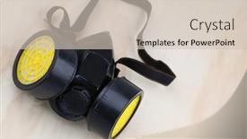  Presentation with mask - Presentation theme consisting of respirator-mask-with-two-filters background and a soft green colored foreground