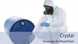  Presentation with chemical safety - Slides enhanced with respirator sampling dangerous chemical background and a light blue colored foreground