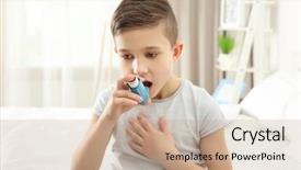  Presentation with respiratory - Cool new slides with respiratory - boy using inhaler during asthmatic backdrop and a coral colored foreground