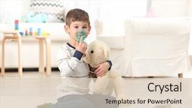  Presentation with nebulizer - PPT theme enhanced with respiratory - cute little boy using nebulizer background and a lemonade colored foreground