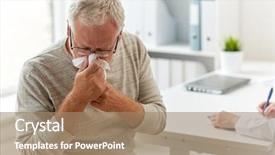  Presentation with respiratory - PPT theme featuring respiratory - medicine healthcare flu and people background and a coral colored foreground