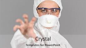  Presentation with paper making - Beautiful slides featuring respiratory protection - half-growth portrait of woman backdrop and a  colored foreground