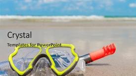  Presentation with scuba diving - Presentation theme enhanced with respiratory protection - scuba diving equipment background and a mint green colored foreground