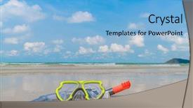  Presentation with scuba diving - Beautiful slide deck featuring respiratory protection - scuba diving equipment backdrop and a light blue colored foreground