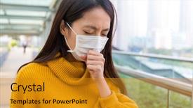  Presentation with young woman wearing boxer gloves - Colorful slide deck enhanced with respiratory protection - young woman feeling unwell backdrop and a gold colored foreground