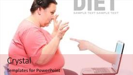  Presentation with diet - Slide set featuring responsabilidad social - overweight woman finding new diet background and a coral colored foreground