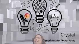  Presentation with happy image - Amazing PPT layouts having composite image of happy brunette doctor throwing apple backdrop and a light gray colored foreground