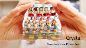  Presentation with tablets - Beautiful slide set featuring responsible physicians - hands from the doctor hold backdrop and a coral colored foreground