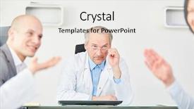  Presentation with staff meeting - Beautiful presentation featuring responsible physicians - senior as clinic physician chief backdrop and a white colored foreground