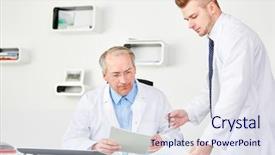  Presentation with physician - Audience pleasing presentation theme consisting of responsible physicians - senior physician with assistant backdrop and a  colored foreground