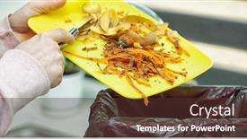  Presentation with compost - Audience pleasing slide deck consisting of responsible-woman-throws-organic-trash backdrop and a tawny brown colored foreground