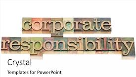  Presentation with color blocks - Presentation consisting of responsiblities - corporate responsiblity words - isolated background and a  colored foreground