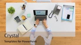  Presentation with office management - Presentation theme enhanced with responsive management - business people and technology concept background and a coral colored foreground