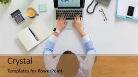  Presentation with office management - Beautiful theme featuring responsive management - business people and technology concept backdrop and a coral colored foreground