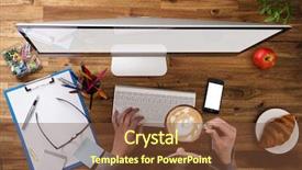  Presentation with web - PPT theme having responsive web design - workplace with notebook office supplies background and a tawny brown colored foreground