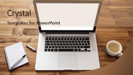  Presentation with diversity in the workplace - PPT layouts enhanced with responsive website - workplace with notebook office supplies background and a coral colored foreground