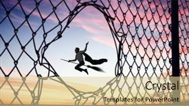  Presentation with fly - Amazing PPT layouts having resque - guy fly on besom backdrop and a  colored foreground