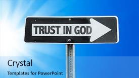  Presentation with trust - Audience pleasing presentation theme consisting of sign with a beautiful day backdrop and a light blue colored foreground