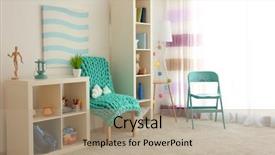  Presentation with children - Theme enhanced with rest area - beautiful children room interior background and a coral colored foreground
