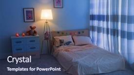  Presentation with bed - Theme enhanced with rest area - bed in children room interior background and a ocean colored foreground