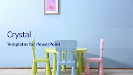  Presentation with area - PPT layouts with rest area - children chairs and table background and a sky blue colored foreground