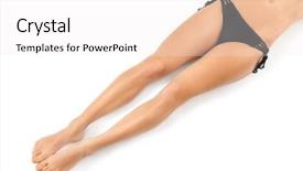  Presentation with beautiful young woman getting face - Audience pleasing PPT layouts consisting of rest area - legs of beautiful young woman backdrop and a  colored foreground