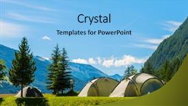  Presentation with rest - Theme with rest area - tourist tent in the camp background and a light blue colored foreground