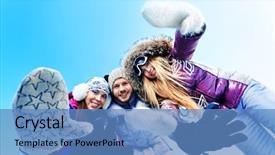  Presentation with winter sports - Slide deck featuring rest outdoor in winter background and a teal colored foreground