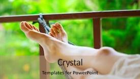  Presentation with feet - PPT theme consisting of rest peace - feet of a young woman background and a coral colored foreground