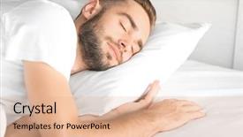  Presentation with sleeping - Audience pleasing slide set consisting of rest peace - morning of handsome man sleeping backdrop and a coral colored foreground