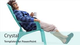  Presentation with man relaxing on massage table - Slide deck enhanced with rest peace - relaxed man sitting background and a arctic colored foreground