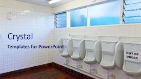  Presentation with public - Slide set having rest room - empty public lavatory with urinal background and a sky blue colored foreground