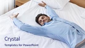  Presentation with dead egret birds lying - Cool new presentation with rest room - exhausted young businessman lying backdrop and a  colored foreground