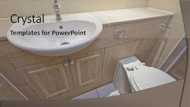  Presentation with wash - Presentation theme having rest room detail with white ceramic hand wash basin and toilet background and a mint green colored foreground