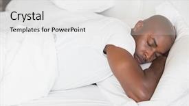  Presentation with peaceful - Slides featuring rest sleep - peaceful man sleeping in bed background and a white colored foreground
