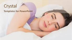  Presentation with sleeping mouse - Presentation theme consisting of rest sleep - smiling brunette sleeping in her background and a  colored foreground