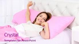  Presentation with being a single woman - PPT theme featuring rest sleep - young beautiful woman lying background and a pink colored foreground