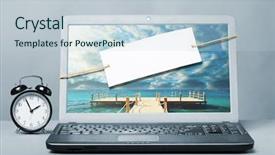  Presentation with note - Slides featuring rest time - laptop with blank note background and a lemonade colored foreground