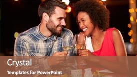  Presentation with dinner - Beautiful PPT theme featuring restaurant - couple eating dinner at rooftop backdrop and a tawny brown colored foreground