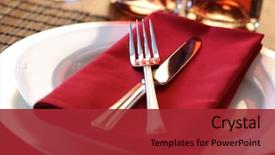 Presentation with elegant table setting - Cool new PPT theme with restaurant - elegant table setting with fork backdrop and a red colored foreground