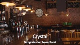  Presentation with pub - PPT theme featuring restaurant - empty bar counter at pub background and a wine colored foreground