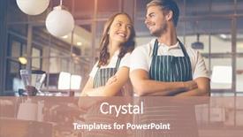  Presentation with waves graphic - Audience pleasing presentation design consisting of restaurant - graphic image of flare backdrop and a coral colored foreground