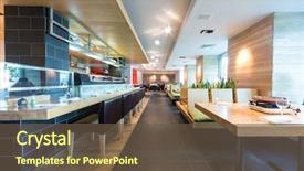  Presentation with cafe - Presentation having restaurant - modern cafe with cozy interior background and a tawny brown colored foreground